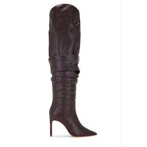 Schutz Ashlee Over The Knee Boots Dark Chocolate Brown Leather Heels